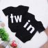 Baby Jumpsuit Cotton Alphabet  Printed Long sleeve  Romper for 0 18M Babies Black in XL
