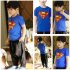 Baby Kid Cotton T shirt Cartoon Superman Short Sleeve Crew Neck Tops for 2 8Y Boy Girl Navy blue 90cm