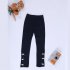 Baby Leggings For 3 9 Years Old Soft Girl Pants Cotton Lace Embroidery Cotton Leggings Dark blue 110cm