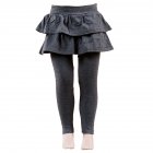 Baby Leggings Soft Girl Pants Leggings Pure Color Cotton Plain Ruffled Pantskirt gray 130cm