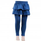 Baby Leggings Soft Girl Pants Leggings Pure Color Cotton Plain Ruffled Pantskirt Navy blue 140cm