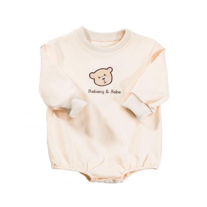 Baby Long Sleeves Bodysuit Cute Cartoon Bear Pullover Romper For Boys Girls Aged 0-3 beige 0-3M 59