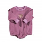 Baby Long Sleeves Bodysuit Cute Cartoon Bear Pullover Romper For Boys Girls Aged 0-3 Purple 3-6M 66