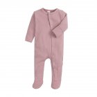 Baby Long Sleeves Jumpsuit Newborn Cotton Single Breasted Simple Solid Color Romper For 0-1 Years Old Kids pink 0-3M 3
