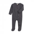 Baby Long Sleeves Jumpsuit Newborn Cotton Single Breasted Simple Solid Color Romper For 0-1 Years Old Kids dark gray 0-3M 3