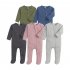 Baby Long Sleeves Jumpsuit Newborn Cotton Single Breasted Simple Solid Color Romper For 0 1 Years Old Kids green 0 3M 3