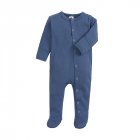 Baby Long Sleeves Jumpsuit Newborn Cotton Single Breasted Simple Solid Color Romper For 0-1 Years Old Kids blue 3-6M 6