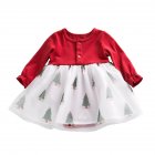 Baby Long Sleeves Romper Mesh Skirt Round Neck Breathable Cotton Bodysuit Skirt For 0-3 Years Old Girls red  6-12M 73