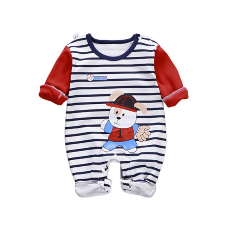 Baby Piece Jumpsuits Cotton Long Sleeve Tops for Daily Out Wearing Cartoon bear (striped cartoon bear baseball uniform)_73