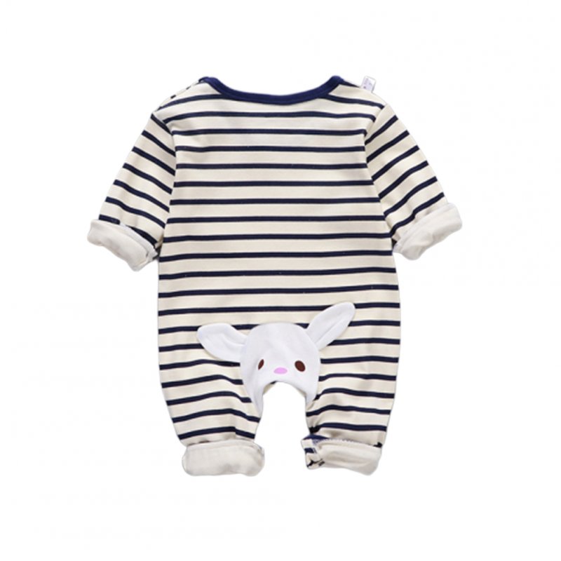 Baby Piece Jumpsuits Cotton Long Sleeve Tops for Daily Out Wearing Blue stripes (striped blue with bunny)_59