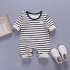 Baby Piece Jumpsuits Cotton Long Sleeve Tops for Daily Out Wearing Pink stripes   Sakura Pink with bunny  66