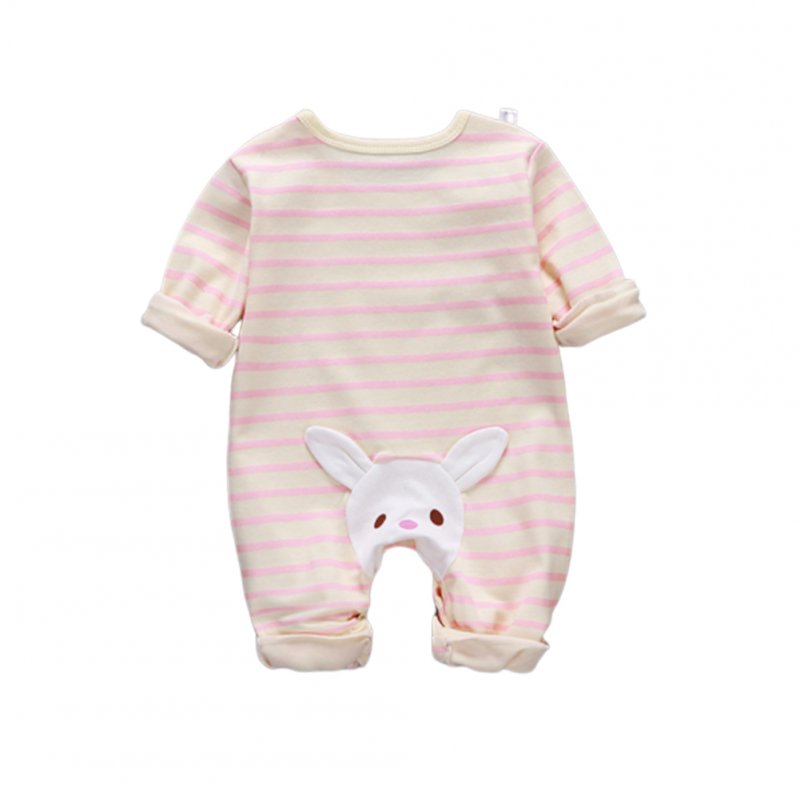 Baby Piece Jumpsuits Cotton Long Sleeve Tops for Daily Out Wearing Pink stripes ( Sakura Pink with bunny)_66
