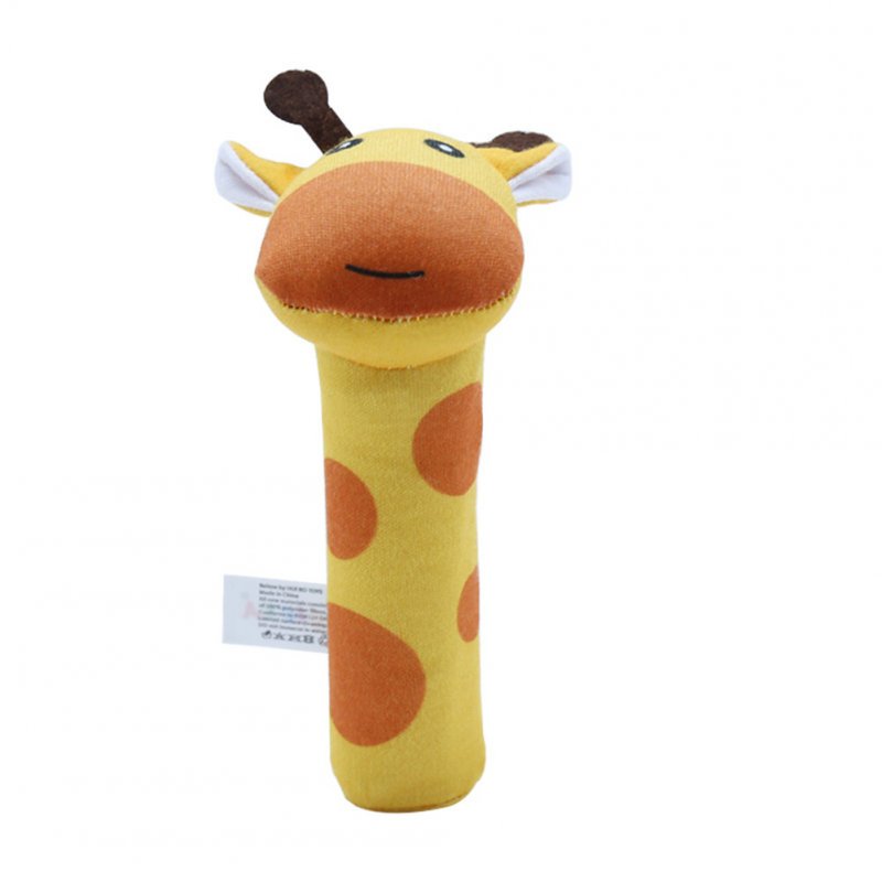 Baby Rattle Cute Cartoon Animal BB Stick Hand Bell Rattle Soft Toddler Plush Toys for 0-3 Years Kids giraffe