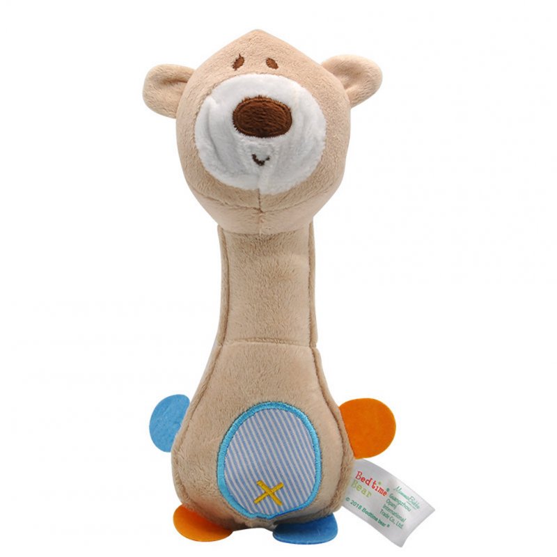 Baby Rattles BB Sticks Plush Doll Crib Bed Hanging Toy for Kids Newborn Gray bear