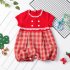 Baby Romper Classic Round Neck Plaid Printing Jumpsuits For 0 3 Years Old Boys Girls red plaid 0 3M 59