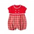 Baby Romper Classic Round Neck Plaid Printing Jumpsuits For 0 3 Years Old Boys Girls red plaid 24 36M 90