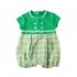 Baby Romper Classic Round Neck Plaid Printing Jumpsuits For 0 3 Years Old Boys Girls green plaid 3 6M 66