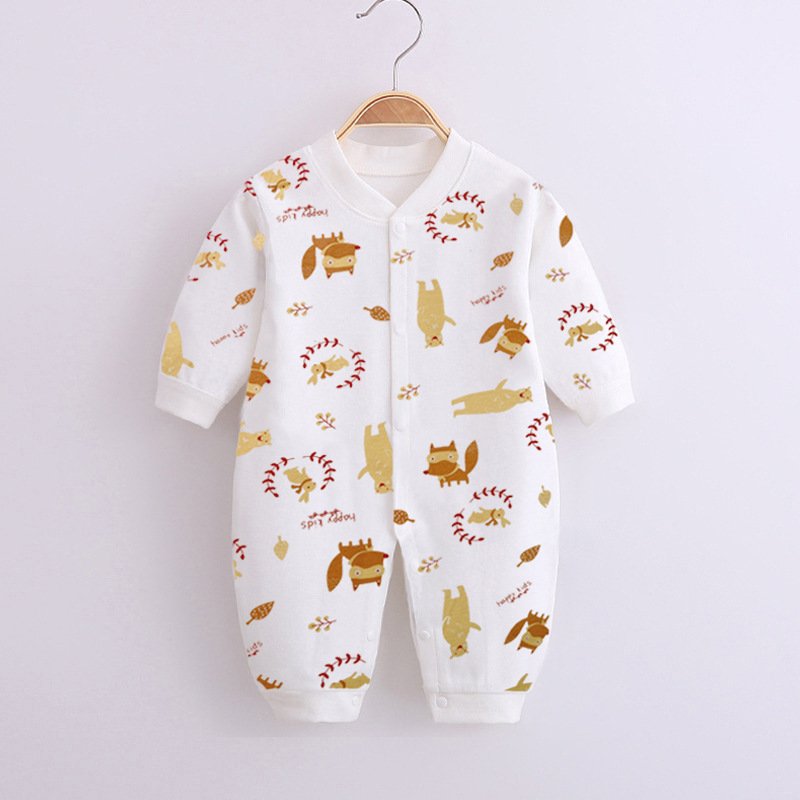 Baby Romper Infant Cotton Long Sleeves Cute Printing Breathable Jumpsuit For 0-1 Years Old Boys Girls Little animal 6-9M 73CM