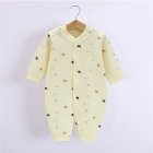 Baby Romper Infant Cotton Long Sleeves Cute Printing Breathable Jumpsuit For 0-1 Years Old Boys Girls yellow crown 9-12M 80cm