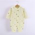 Baby Romper Infant Cotton Long Sleeves Cute Printing Breathable Jumpsuit For 0 1 Years Old Boys Girls yellow crown 9 12M 80cm