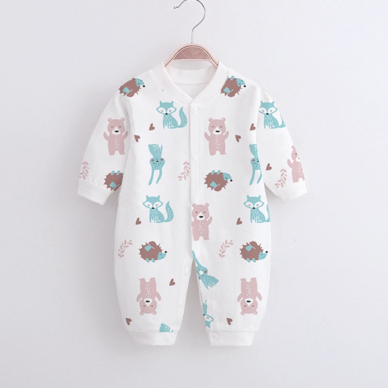Baby Romper Infant Cotton Long Sleeves Cute Printing Breathable Jumpsuit For 0-1 Years Old Boys Girls animal kingdom 0-3M 59cm
