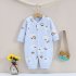 Baby Romper Infant Cotton Long Sleeves Cute Printing Breathable Jumpsuit For 0 1 Years Old Boys Girls blue hedgehog 9 12M 80cm