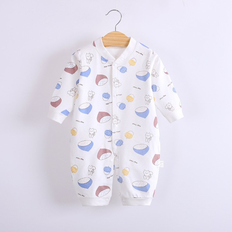 Baby Romper Infant Cotton Long Sleeves Cute Printing Breathable Jumpsuit For 0-1 Years Old Boys Girls blue squirrel 0-3M 59cm