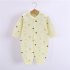 Baby Romper Infant Cotton Long Sleeves Cute Printing Breathable Jumpsuit For 0 1 Years Old Boys Girls yellow crown 0 3M 59cm