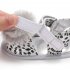 Baby Sandals Flat Shoes Soft Sole Leopard Plush Ball Magic Sticker for 0 1Y Toddler Infant White 13 cm