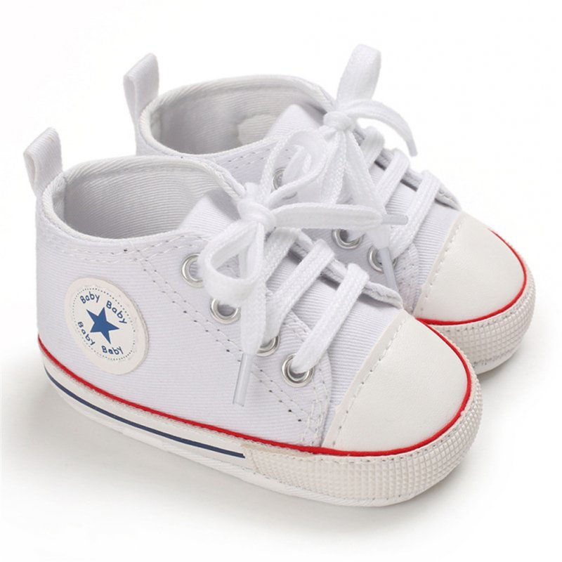 Baby Shoes Soft-soled Canvas Multicolor Toddler Shoes for 0-18m Babies P white red strip_11CM bottom length