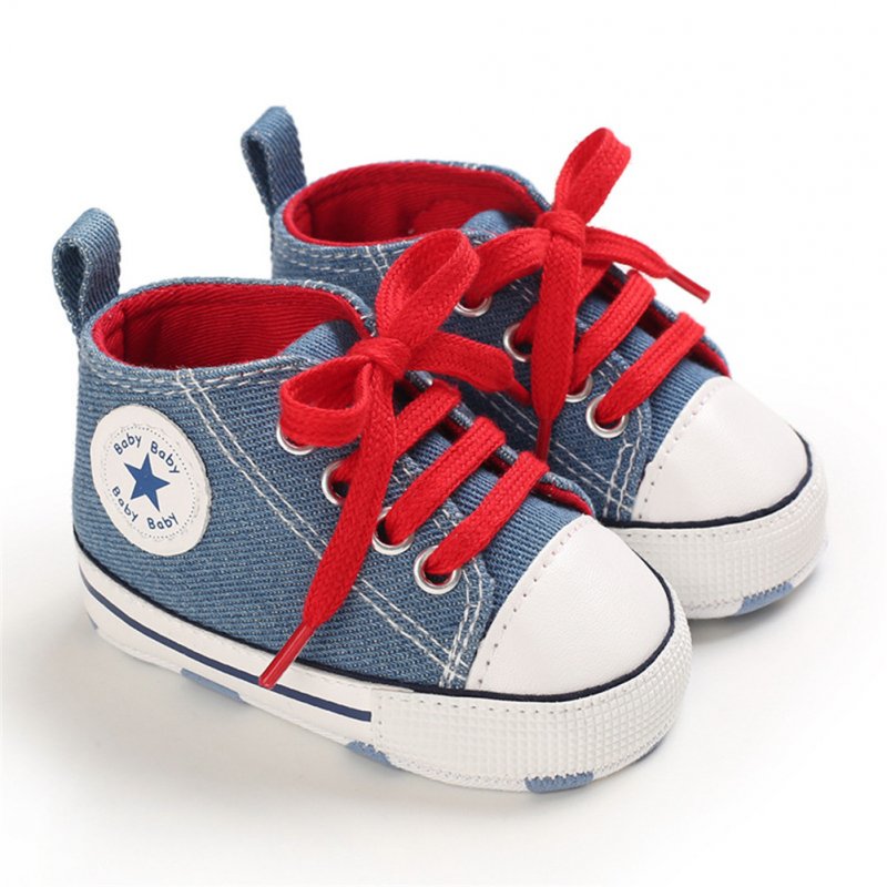 Baby Shoes Soft-soled Canvas Multicolor Toddler Shoes for 0-18m Babies Light blue denim_13CM bottom length
