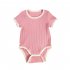 Baby Short Sleeves Bodysuit Round Neck Contrast Color Romper For 0 3 Years Old Boys Girls pink 12 24M 80
