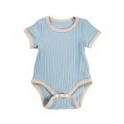 Baby Short Sleeves Bodysuit Round Neck Contrast Color Romper For 0-3 Years Old Boys Girls blue 0-3M 59
