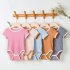 Baby Short Sleeves Bodysuit Round Neck Contrast Color Romper For 0 3 Years Old Boys Girls brown 12 24M 80