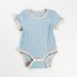 Baby Short Sleeves Bodysuit Round Neck Contrast Color Romper For 0 3 Years Old Boys Girls brown 12 24M 80
