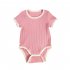 Baby Short Sleeves Bodysuit Round Neck Contrast Color Romper For 0 3 Years Old Boys Girls brown 12 24M 80
