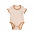 Baby Short Sleeves Bodysuit Round Neck Contrast Color Romper For 0 3 Years Old Boys Girls brown 12 24M 80