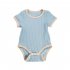 Baby Short Sleeves Bodysuit Round Neck Contrast Color Romper For 0 3 Years Old Boys Girls light khaki 3 6M 66