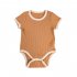 Baby Short Sleeves Bodysuit Round Neck Contrast Color Romper For 0 3 Years Old Boys Girls light khaki 24 36M 90