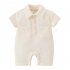 Baby Short Sleeves Romper Trendy Lapel Solid Color Breathable Jumpsuit For 0 3 Years Old Boys Girls gray 3 6M 66