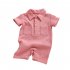 Baby Short Sleeves Romper Trendy Lapel Solid Color Breathable Jumpsuit For 0 3 Years Old Boys Girls gray 24 36M 90