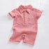 Baby Short Sleeves Romper Trendy Lapel Solid Color Breathable Jumpsuit For 0 3 Years Old Boys Girls gray blue 6 12M 73