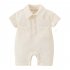 Baby Short Sleeves Romper Trendy Lapel Solid Color Breathable Jumpsuit For 0 3 Years Old Boys Girls gray blue 6 12M 73