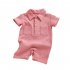 Baby Short Sleeves Romper Trendy Lapel Solid Color Breathable Jumpsuit For 0 3 Years Old Boys Girls gray blue 6 12M 73