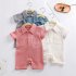 Baby Short Sleeves Romper Trendy Lapel Solid Color Breathable Jumpsuit For 0 3 Years Old Boys Girls gray blue 6 12M 73