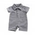 Baby Short Sleeves Romper Trendy Lapel Solid Color Breathable Jumpsuit For 0 3 Years Old Boys Girls gray blue 6 12M 73