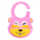 Baby Silicone Bibs Adjustable Washable Waterproof Feeding Aprons For 0-3 Years Old Boys Girls pink bunny 21 x 29CM