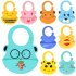 Baby Silicone Bibs Adjustable Washable Waterproof Feeding Aprons For 0 3 Years Old Boys Girls Orange with blue 21 x 29CM