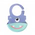 Baby Silicone Bibs Adjustable Washable Waterproof Feeding Aprons For 0 3 Years Old Boys Girls Blue with yellow eyes 21 x 29CM