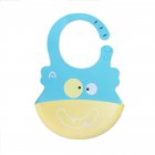 Baby Silicone Bibs Adjustable Washable Waterproof Feeding Aprons For 0-3 Years Old Boys Girls Blue with yellow eyes 21 x 29CM